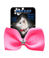 Silver Star Widget Dog Bow Tie - Bright Pink